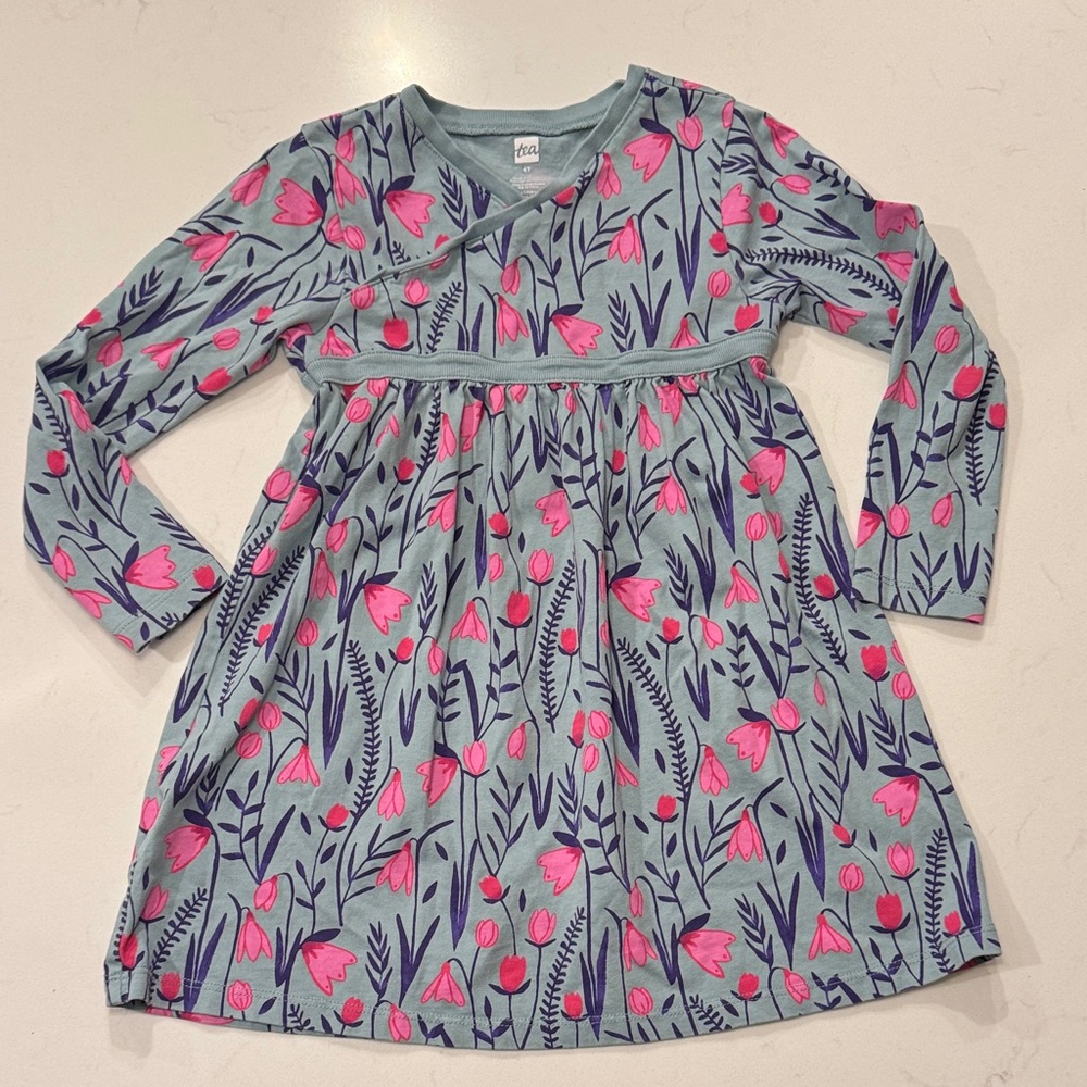 Floral Long Sleeve Tea Collection Dress